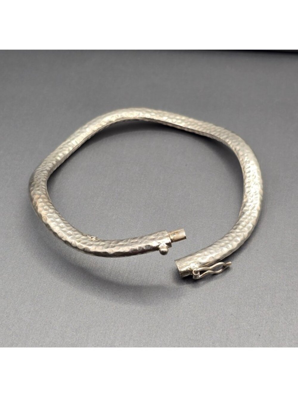 VTG Hammered Sterling Silver Bangle Bracelet Wavy Puffy Organic Statement 7.5" - Picture 6 of 10